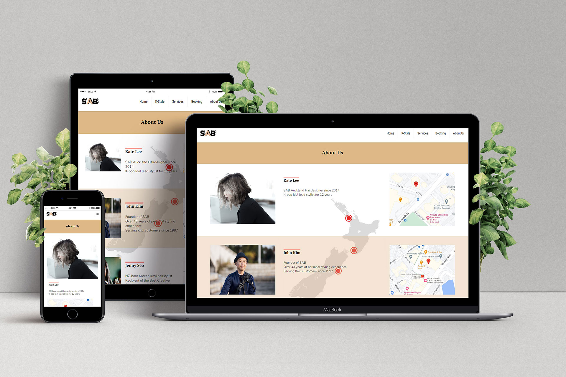 Mockup for the Hair salon web site